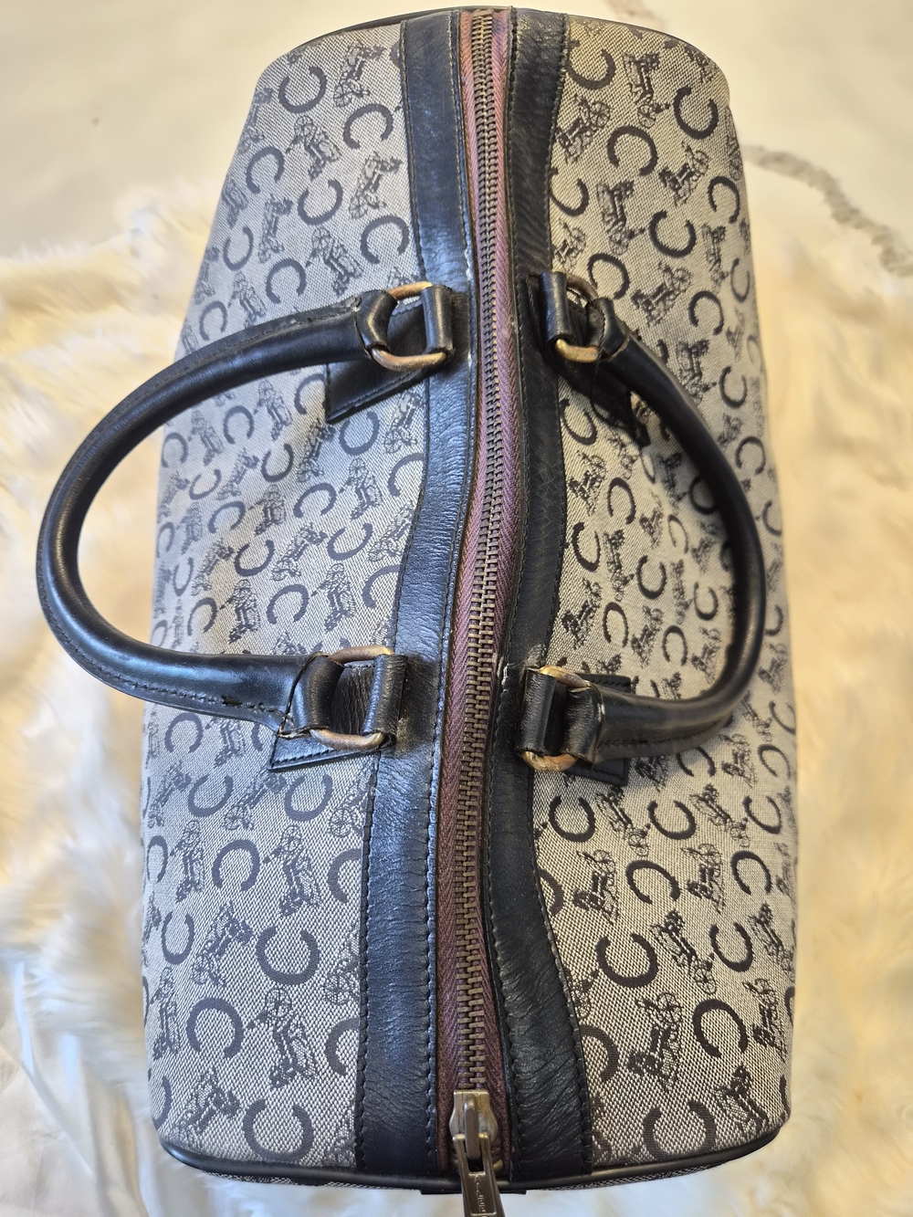 Celine Cream & Black Monogram Travel Duffle - Picture 4 of 14
